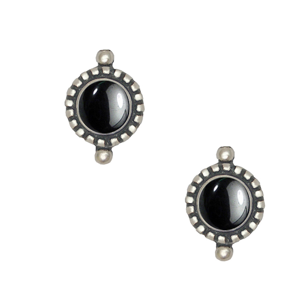 Sterling Silver Petite Hematite Post Stud Earrings